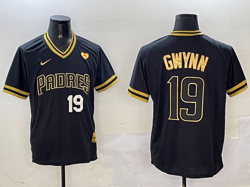 Men San Diego Padres #19 Gwynn Black Gold Game 2025 Nike MLB Jersey style 3259->tampa bay rays->MLB Jersey
